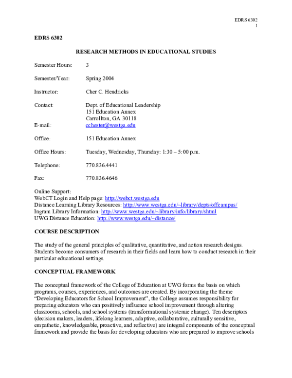 (PDF) EDRS 6302 RESEARCH METHODS IN EDUCATIONAL STUDIES