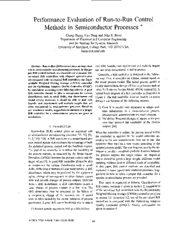 (PDF) Performance evaluation of run-to-run control methods in ...