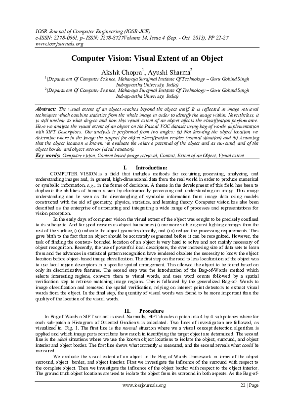 (PDF) Computer Vision: Visual Extent of an Object