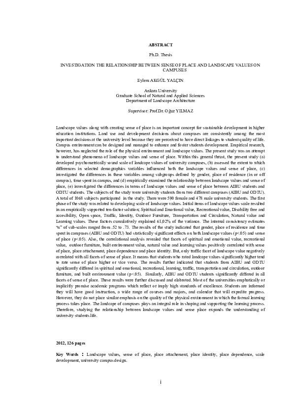 (DOC) Investigation the relationship between sense of place and ...