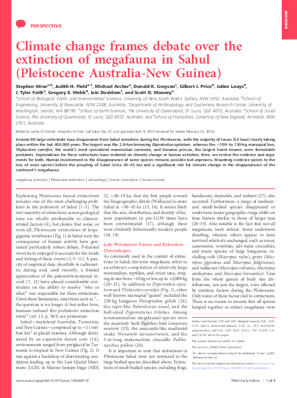 (PDF) Climate change frames debate over the extinction of megafauna in ...