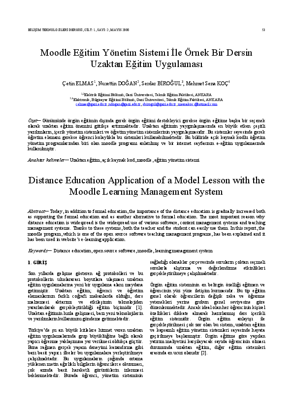 (PDF) Distance Education Application of a Model Lesson with the Moodle ...