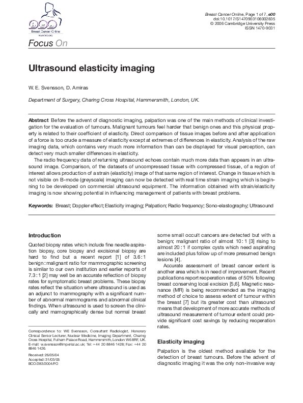 (PDF) Ultrasound elasticity imaging