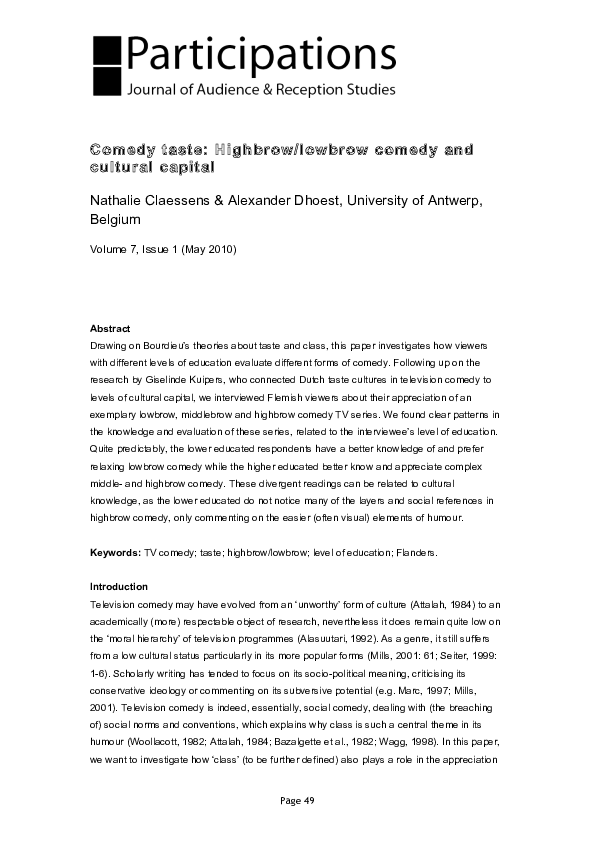 Comedy studies journal image