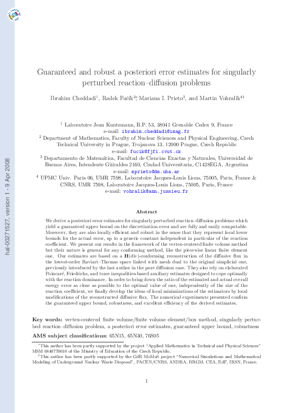 (PDF) Guaranteed and Robust a Posteriori Error Estimates for Singularly ...