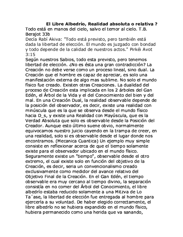 (PDF) El Libre Albedrío Abraham Goldberg