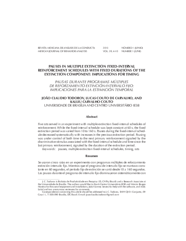  pdf pauses in multiple extinction fixed interval reinforcement