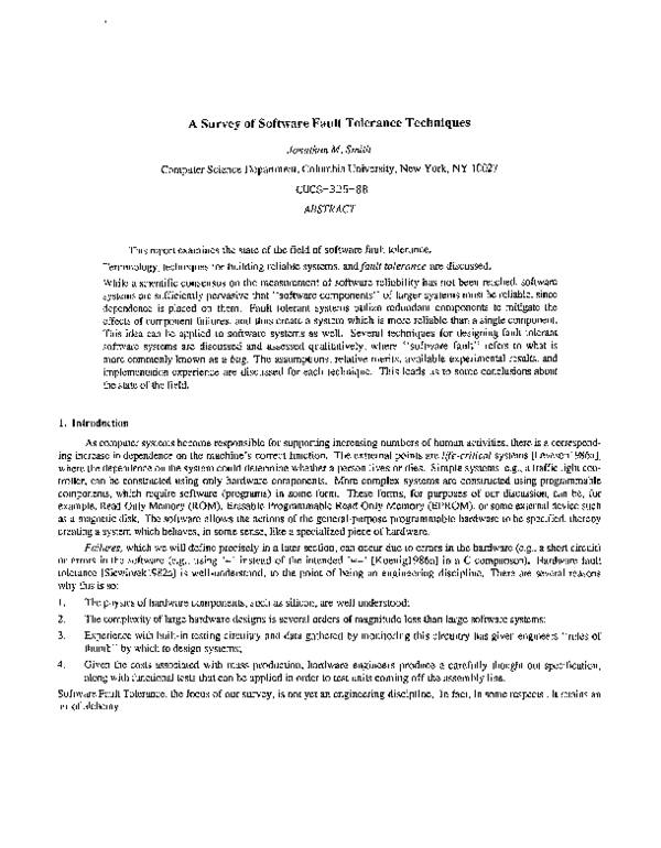(PDF) A Survey of Software Fault Tolerance Techniques hamid munir