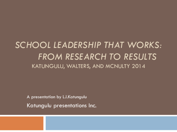 School Leadership That Works School Leaders' Work And Well Being