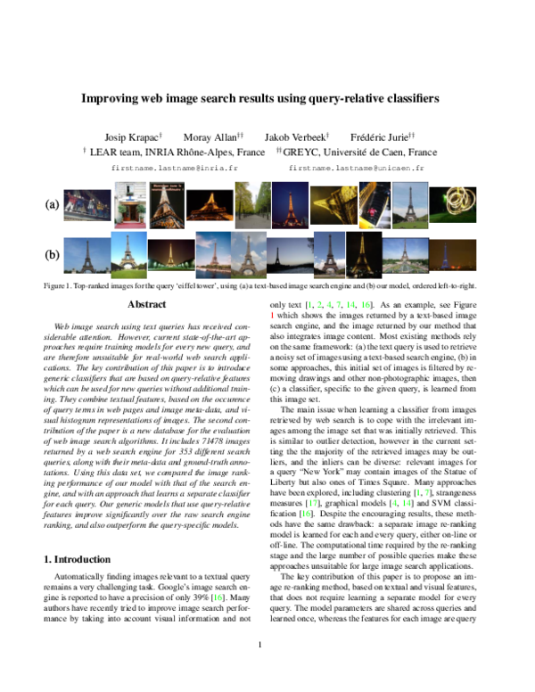 (PDF) Improving web image search results using query-relative classifiers