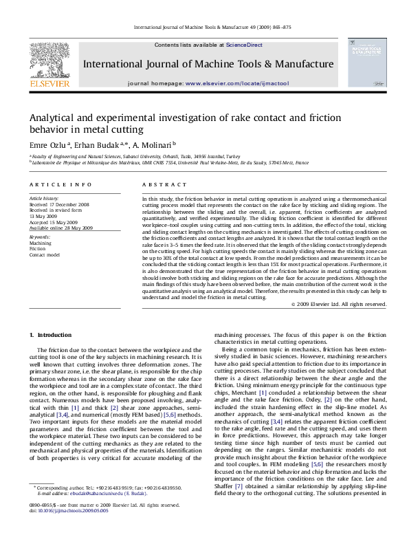(PDF) Analytical and experimental investigation of rake contact and ...