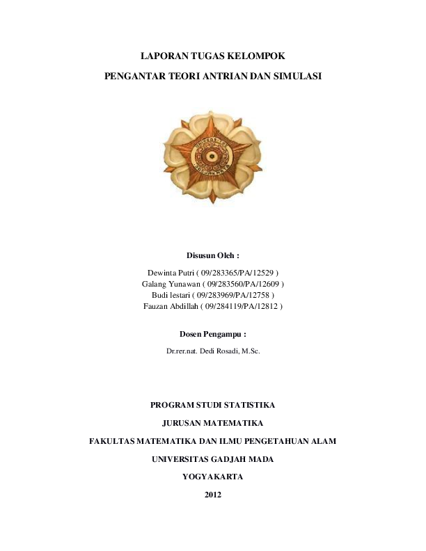 Doc Laporan Tugas Kelompok Pengantar Teori Antrian Dan Simulasi Hamid Dimyati Academia Edu