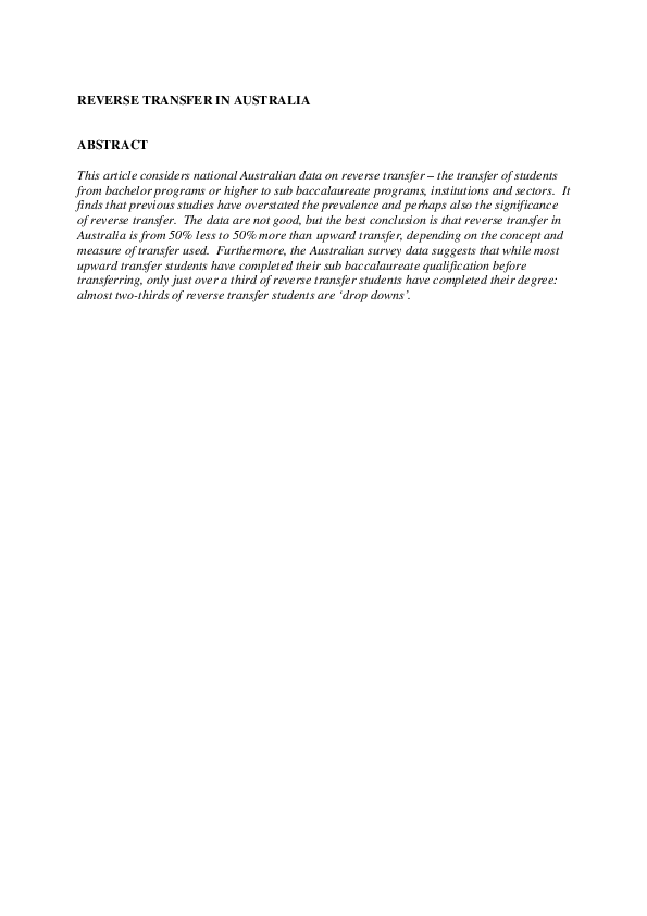 (PDF) Reverse transfer In Australia Gavin Moodie Academia.edu