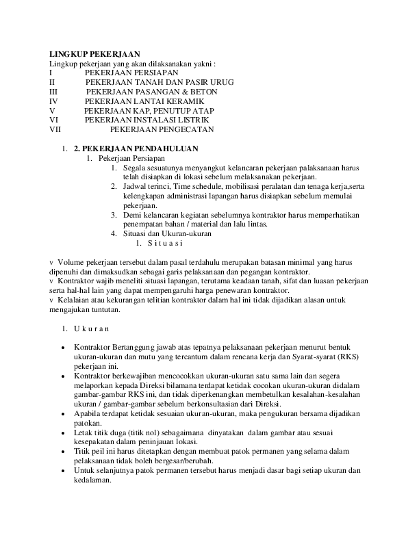 (DOC) LINGKUP PEKERJAAN Lingkup pekerjaan yang akan dilaksanakan yakni