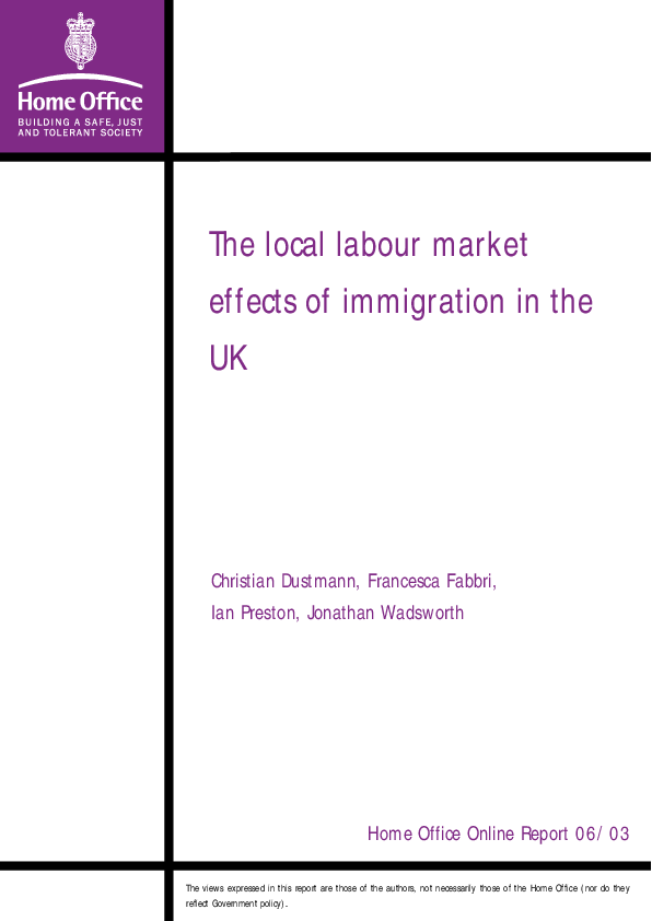 (PDF) The local labour market effects of immigration in the UK