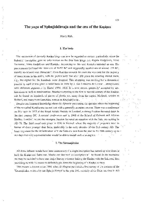 First page of “The yuga of Sphujiddhvaja and the Era of the Kusanas”
