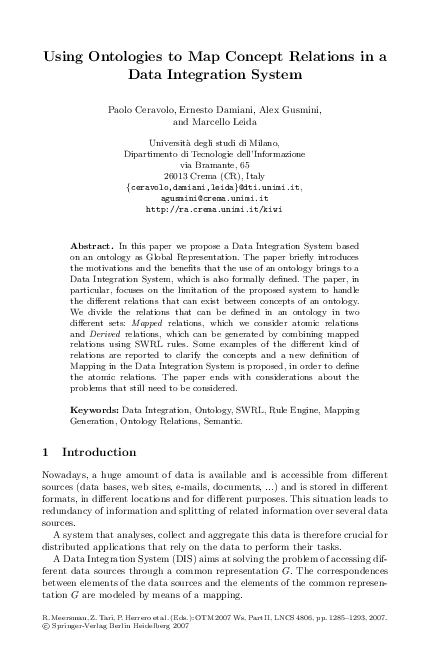 (PDF) Using Ontologies to Map Concept Relations In a Data Integration ...