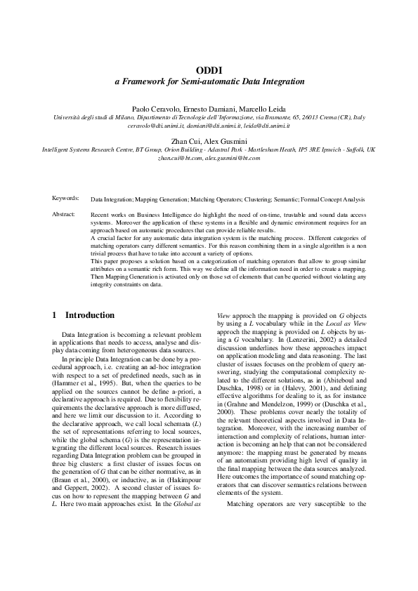 (PDF) ODDI: a Framework for Semi-Automatic Data Integration
