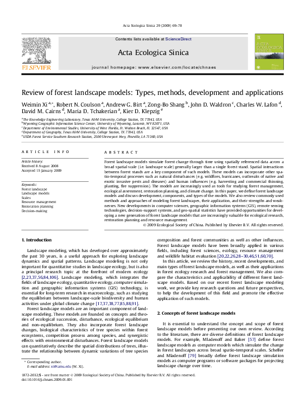 (PDF) Review of forest landscape models: Types, methods, development ...