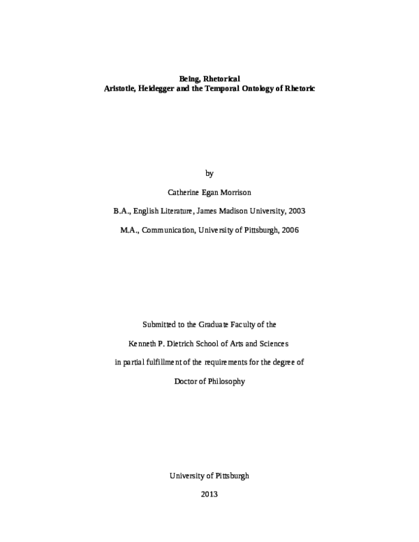 (PDF) Being, Rhetorical: Aristotle, Heidegger and the Temporal Ontology ...