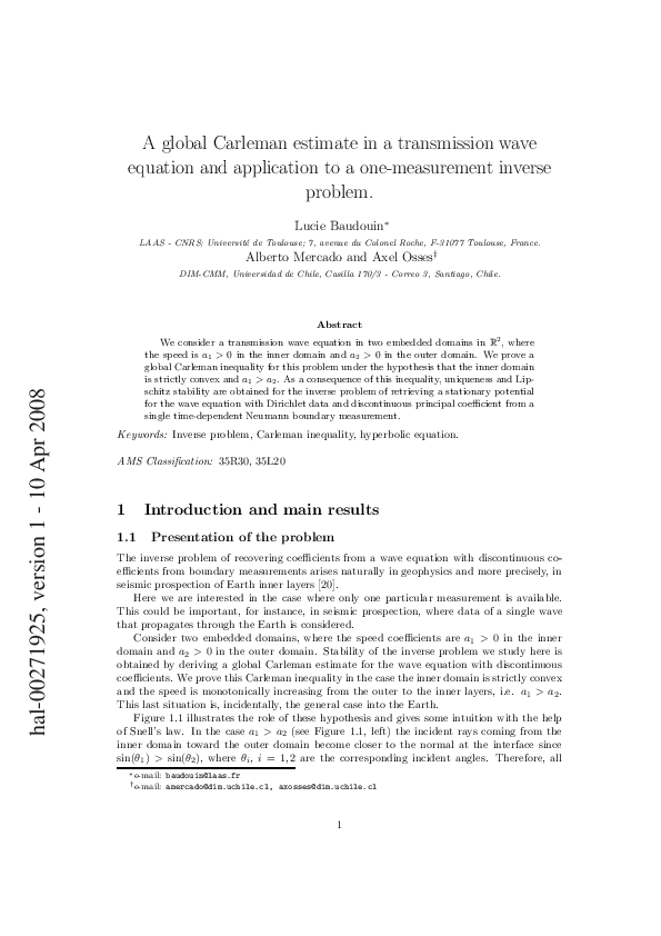 (PDF) A global Carleman estimate in a transmission wave equation and ...
