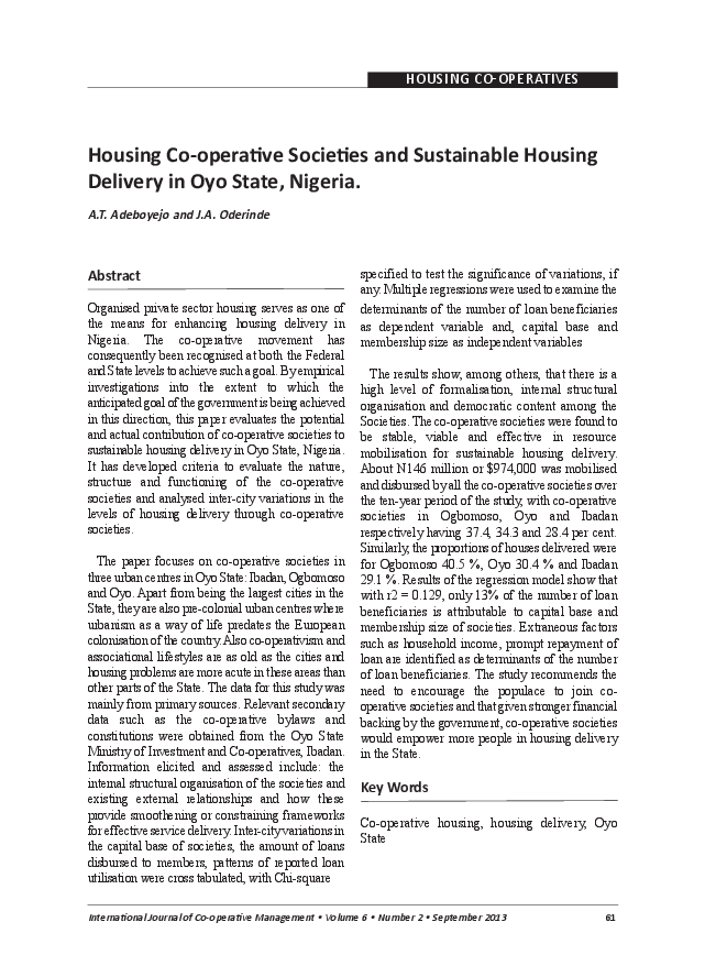 (PDF) HOUSING COOPERATIVES Housing Cooperative Societies and