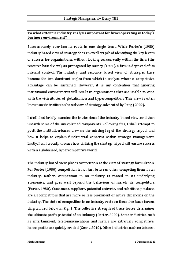 (DOC) InstitutionBased View as the Third Leg of the Strategy Tripod
