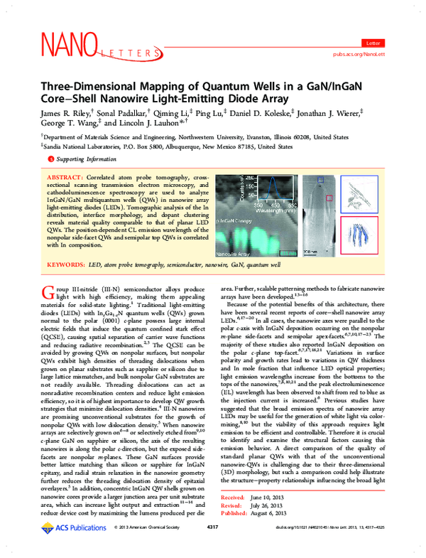 (PDF) Three-Dimensional Mapping of Quantum Wells in a GaN/InGaN Core ...