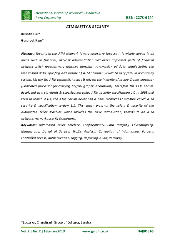 The atm and bank security research paper image