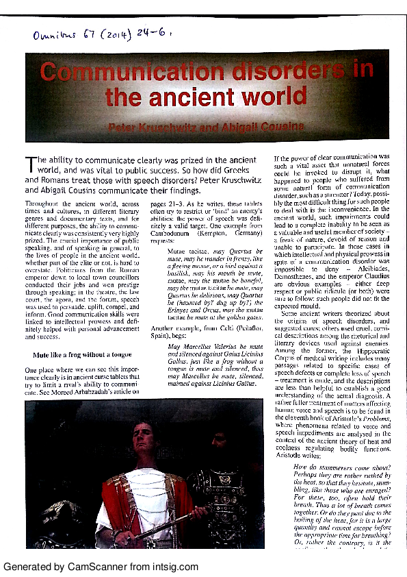 (PDF) Communication Disorders in the Ancient World