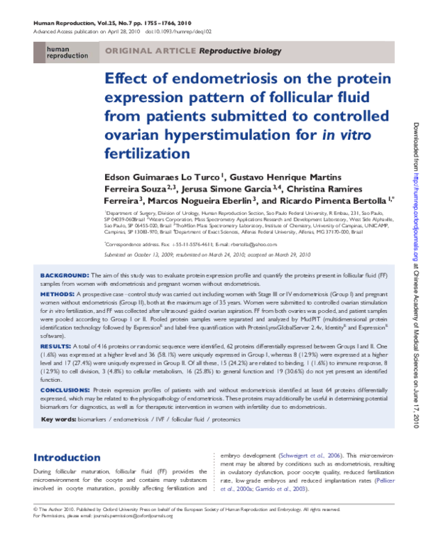 (PDF) Effect of Endometriosis on the Protein Expression Pattern of ...