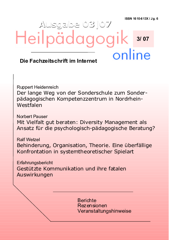 PDF) Behinderung, Organisation, Theorie ...