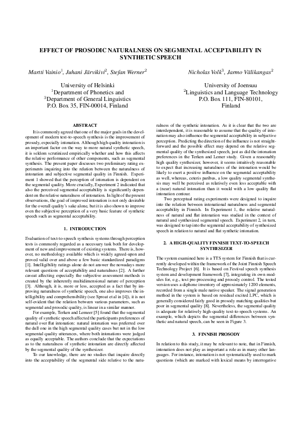 (PDF) Effect of Prosodic Naturalness on Segmental Acceptability In ...