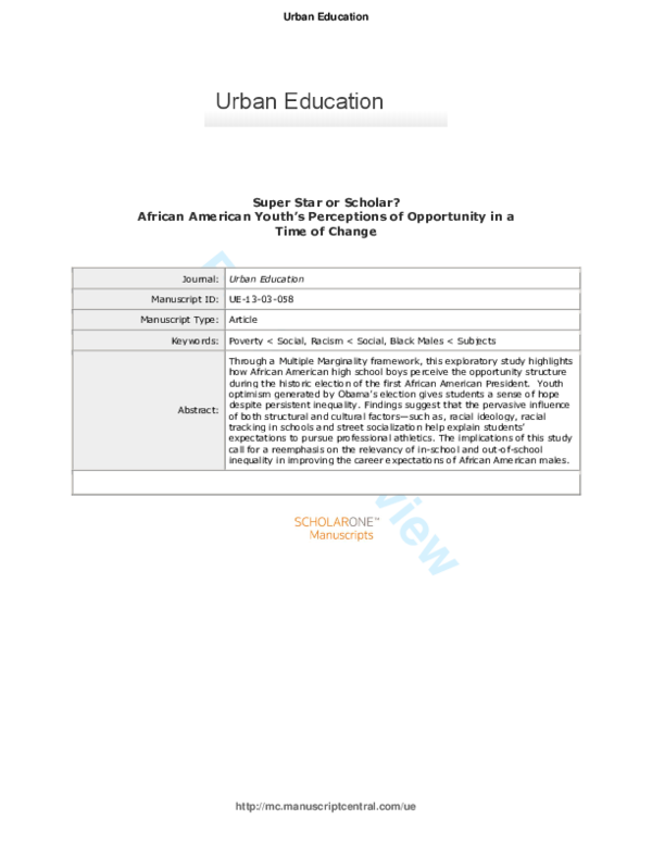 (PDF) Superstar or scholar? African American youth’s perceptions of ...
