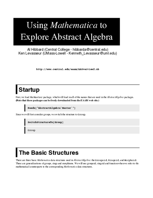 (PDF) Using Mathematica to Explore Abstract Algebra