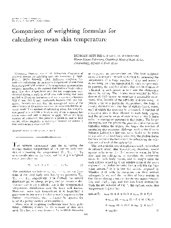 (PDF) Comparison of weighting formulas for calculating mean skin ...