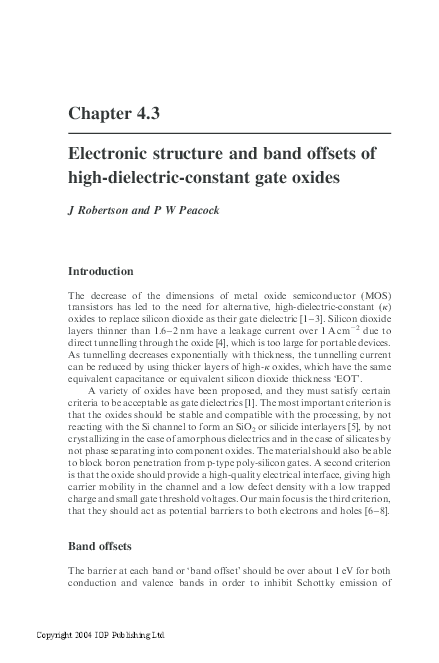 (PDF) Electronic structure and band offsets of high-dielectric-constant ...