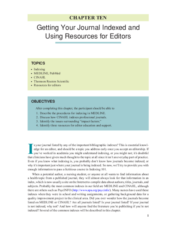 (PDF) Getting Your Journal Indexed and Using Resources for Editors ...
