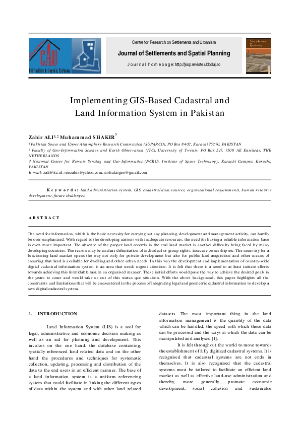 Pdf Implementing Gis Based Cadastral And Land Information System In