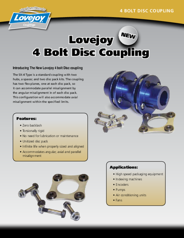 (PDF) 4 BOLT DISC COUPLING Introducing The New Lovejoy 4 bolt Disc