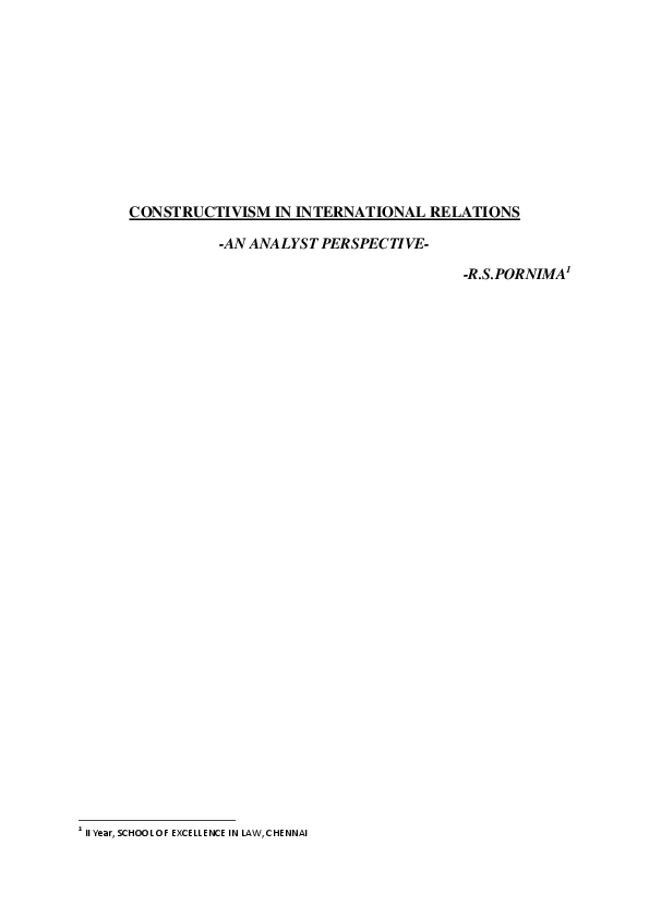 (DOC) CONSTRUCTIVISM IN INTERNATIONAL RELATIONS - AN ANALYST PERSPECTIVE