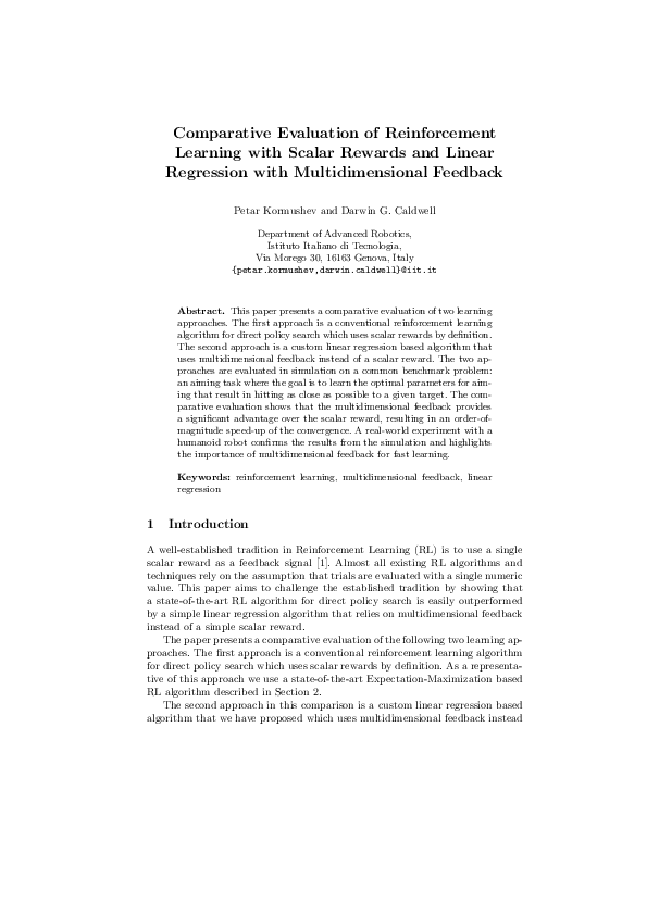 (PDF) Comparative Evaluation of Reinforcement Learning with Scalar ...