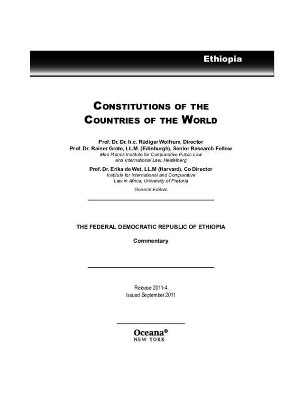 (PDF) Ethiopia CONSTITUTIONS OF THE COUNTRIES OF THE WORLD THE FEDERAL