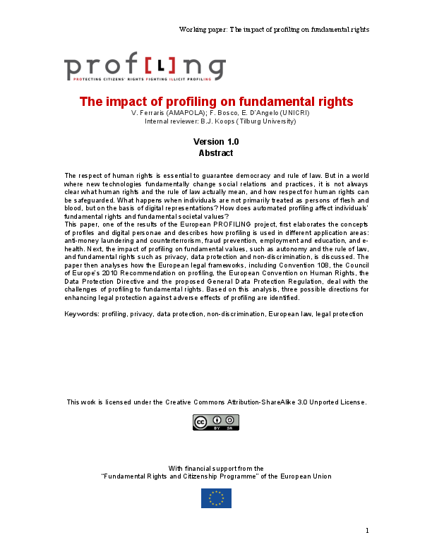 The impact of profiling on fundamental rights