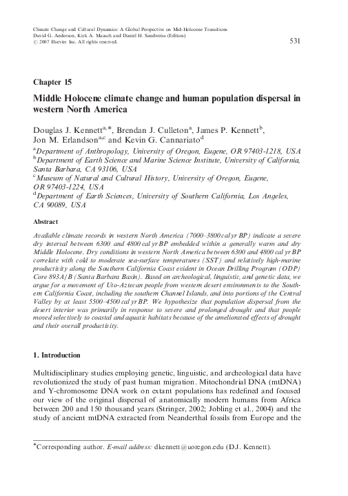 (PDF) Middle Holocene climate change and human population dispersal in ...