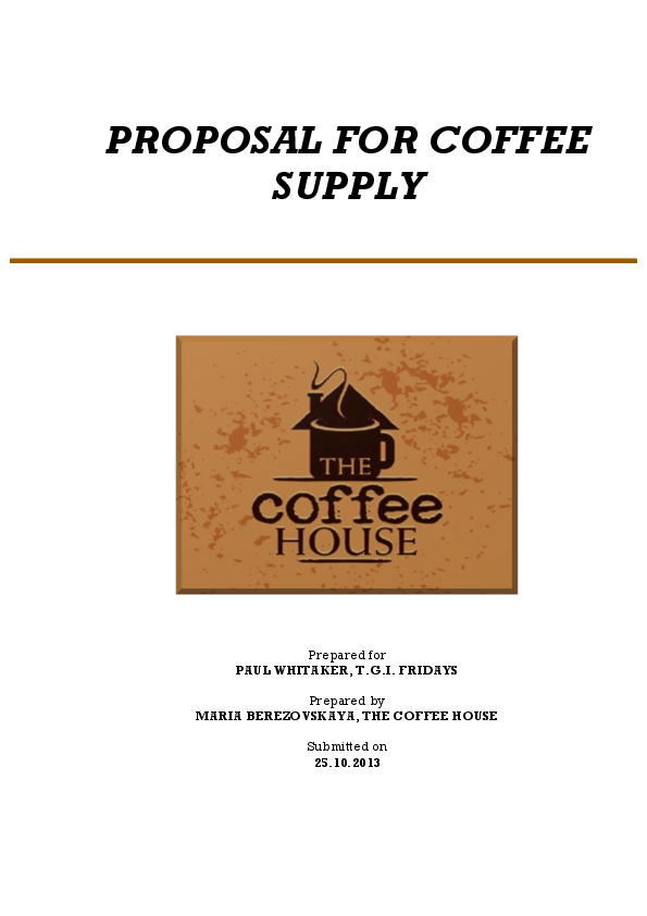 (PDF) PROPOSAL FOR COFFEE SUPPLY Maria Berezovskaya Academia.edu