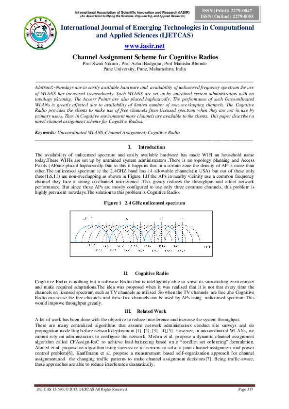 (PDF) Channel Assignment Scheme for Cognitive Radios