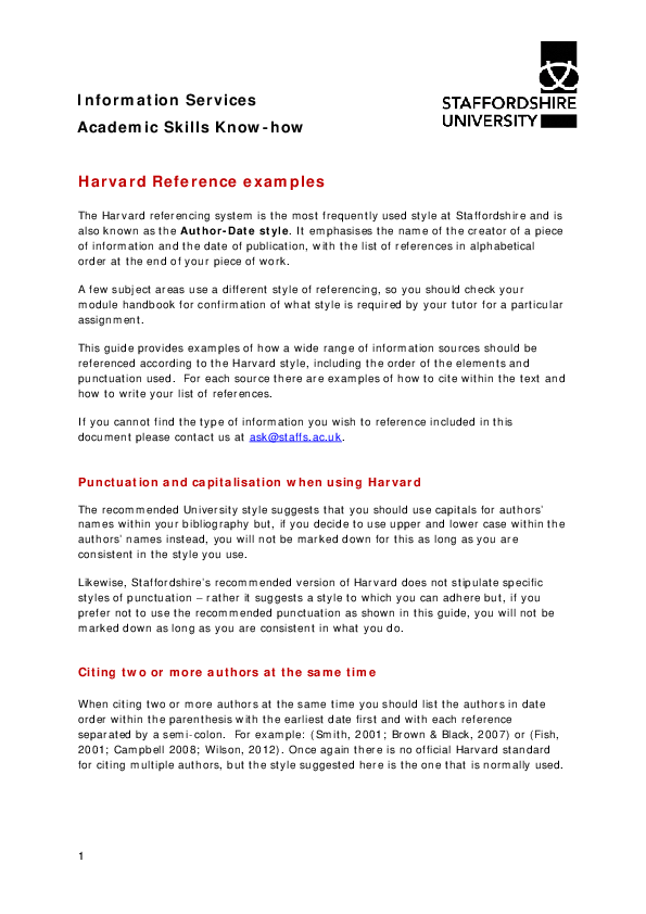 (PDF) Harvard Reference examples