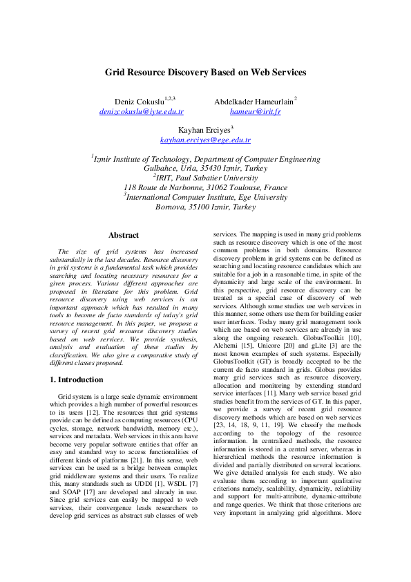 (PDF) Grid resource discovery based on web services