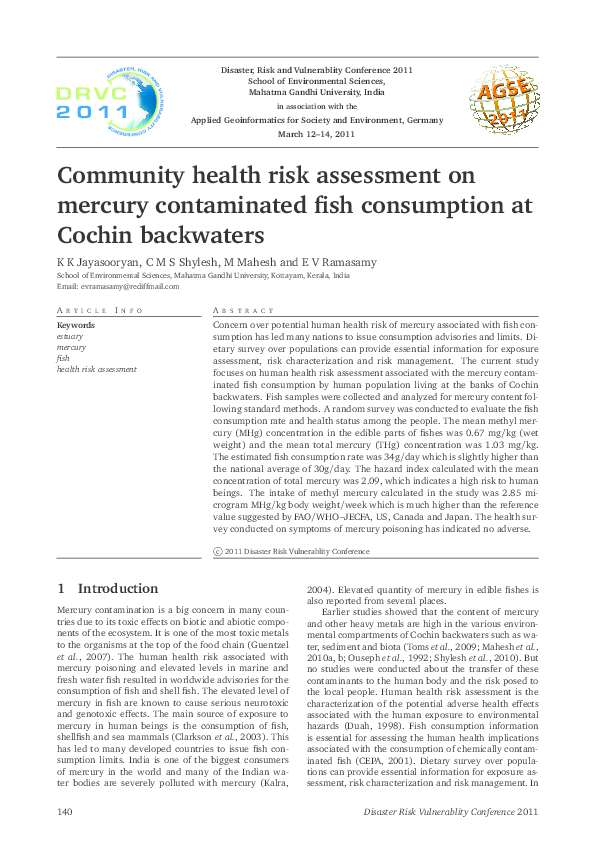(PDF) Community health risk assessment on mercury contaminated fish ...